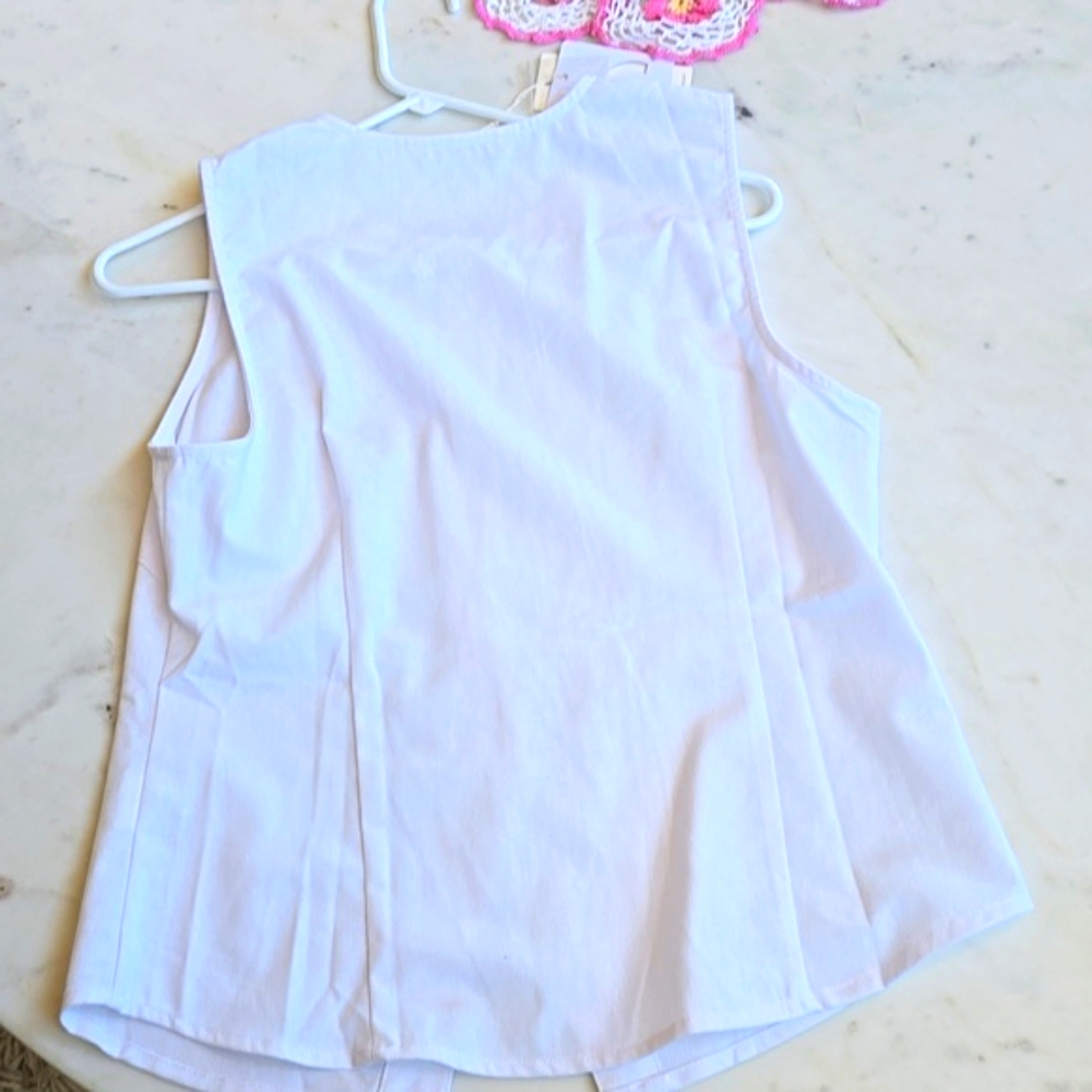 NWT Commense Linen Blends Button Up Tank Blouse in White Size Large - Picture 14 of 14